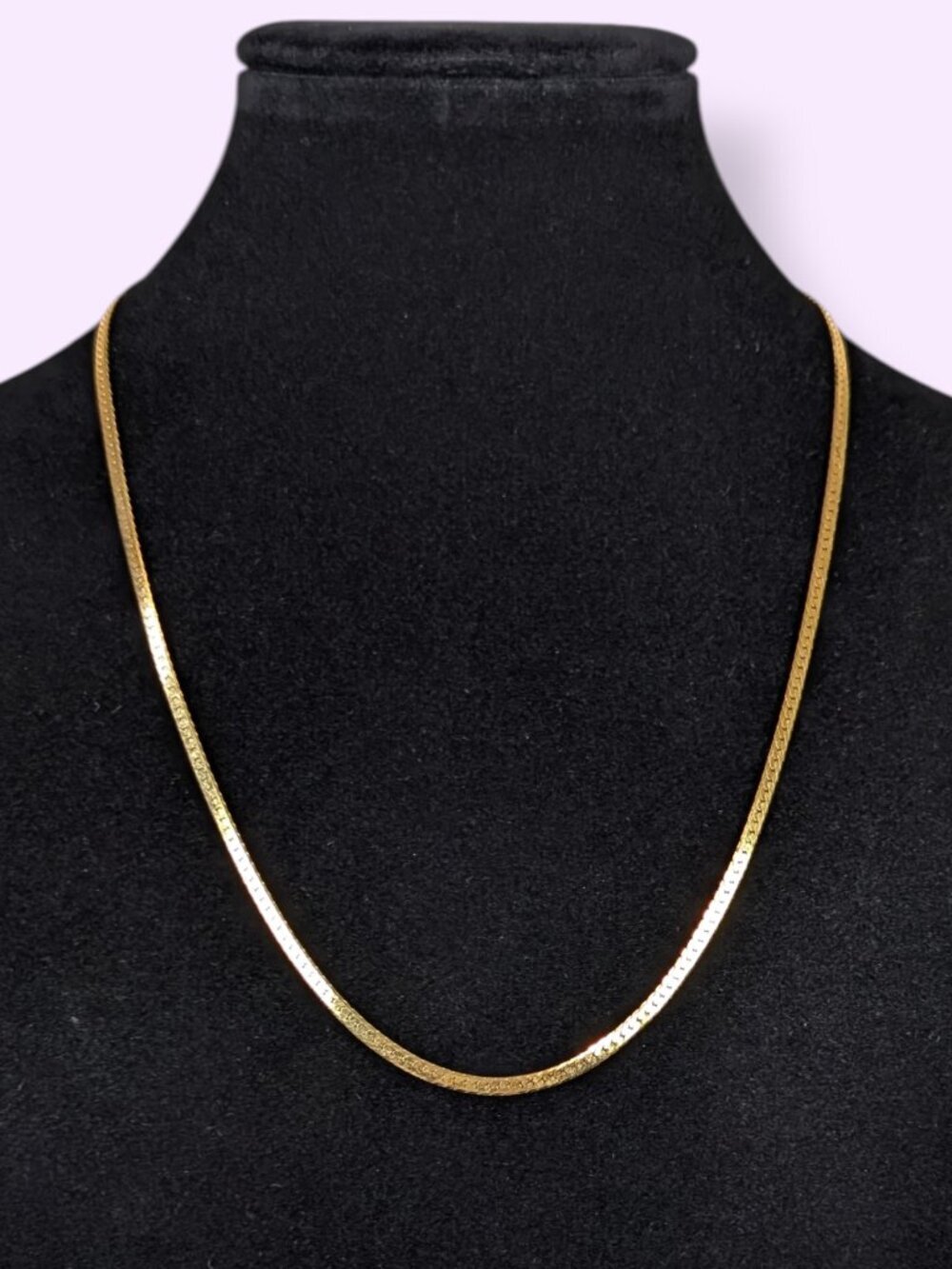 Vintage Very Gold Tone Herringbone Chain Necklace